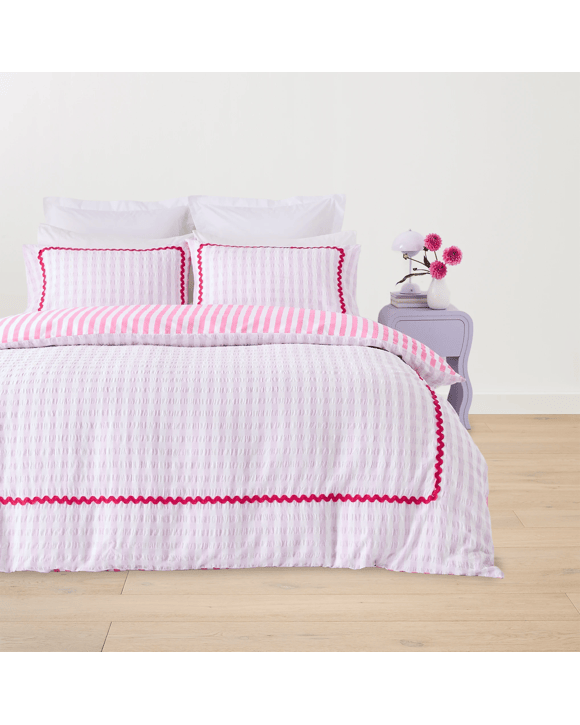 Ric Rac Cotton Reversible Quilt Cover Set - Double Bed