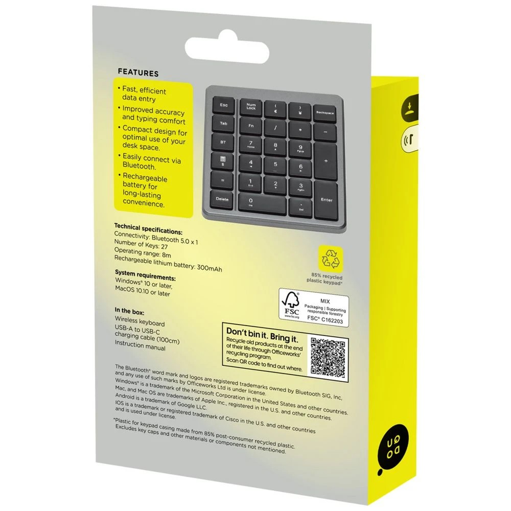 6 Qudo Wireless Numeric Keypad Black, 6 of 6
