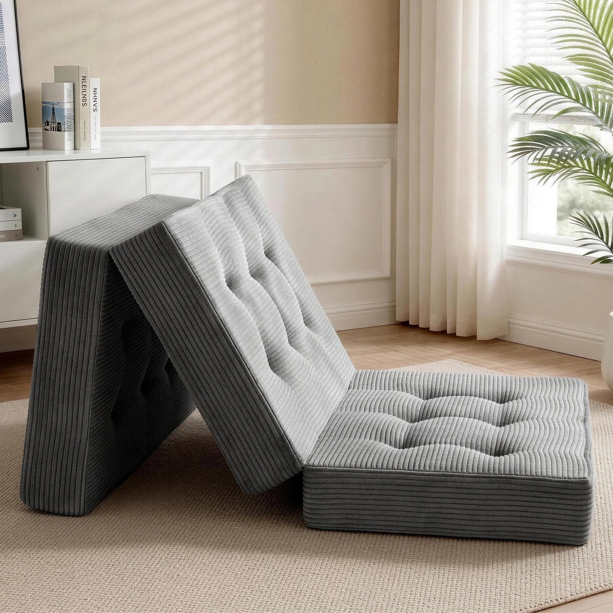4 Giselle Bedding Single Folding Mattress 15cm Foldable Foam Portable Guest Sofa Bed Mat - Grey, 4 of 4
