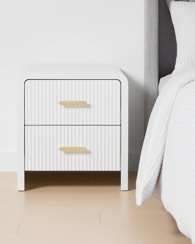 Luna 2 Drawer Bedside Table - W