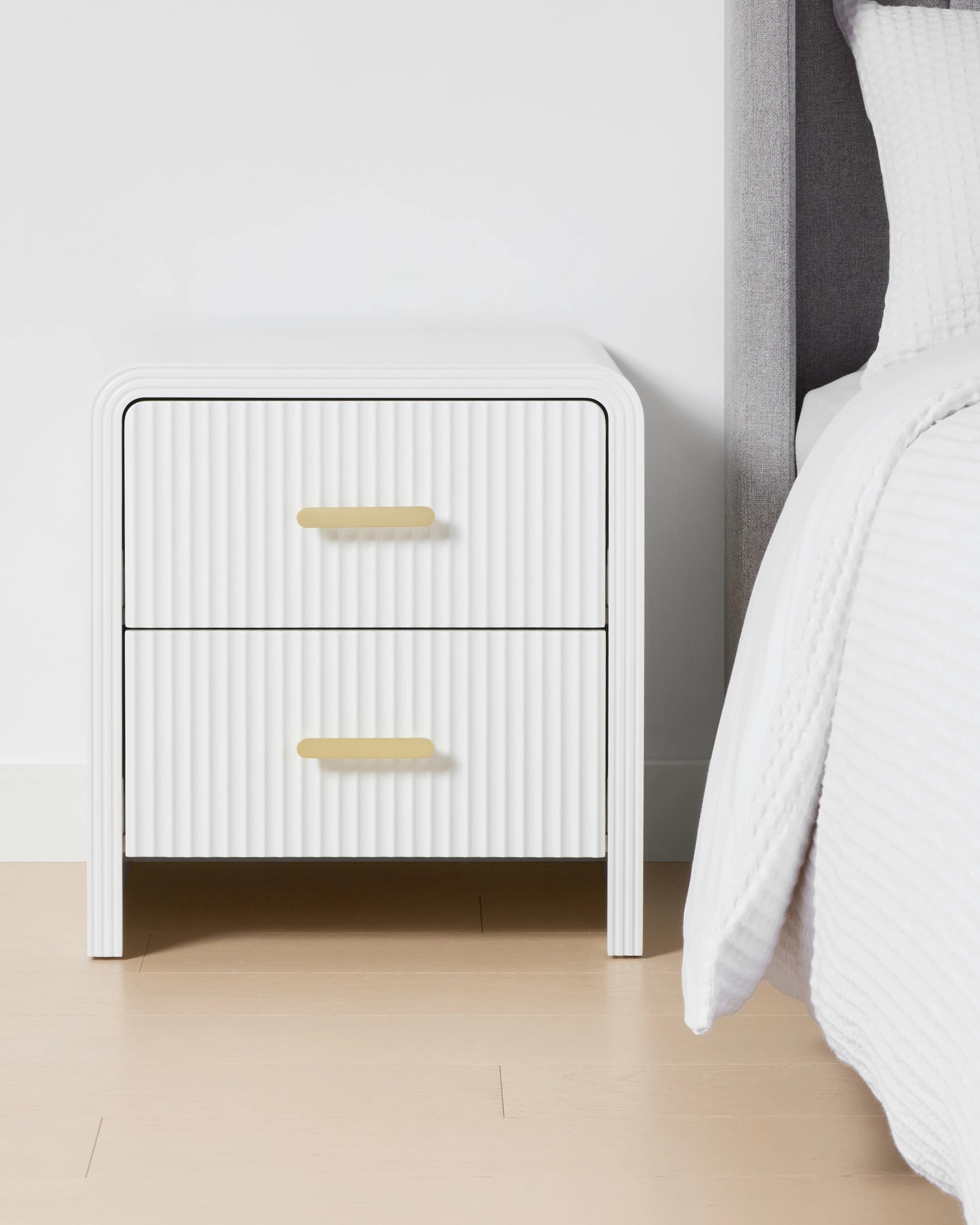 1 Luna 2 Drawer Bedside Table - White, 1 of 9