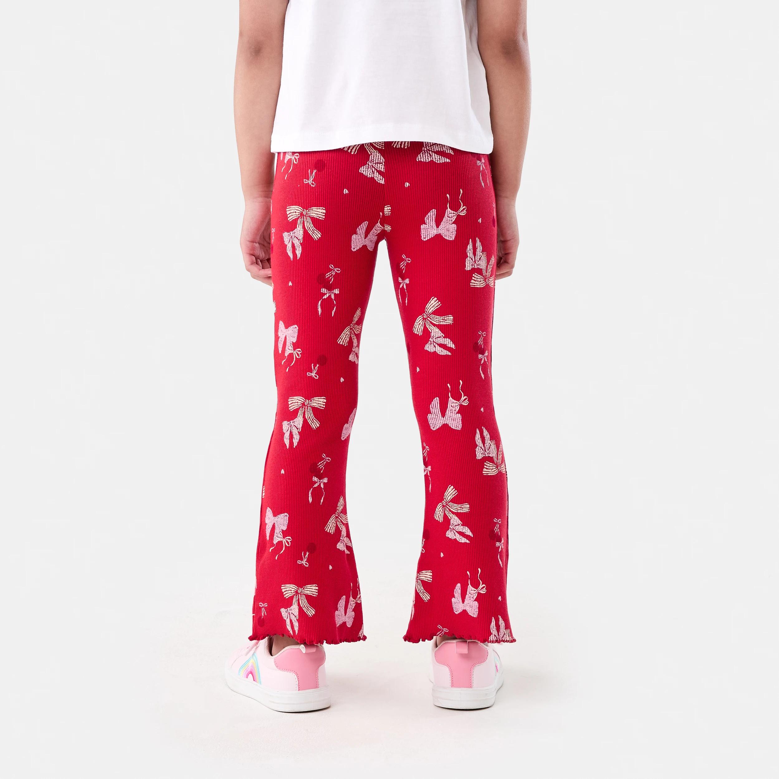 2 Christmas Flare Leggings Red Bows, 2 of 6