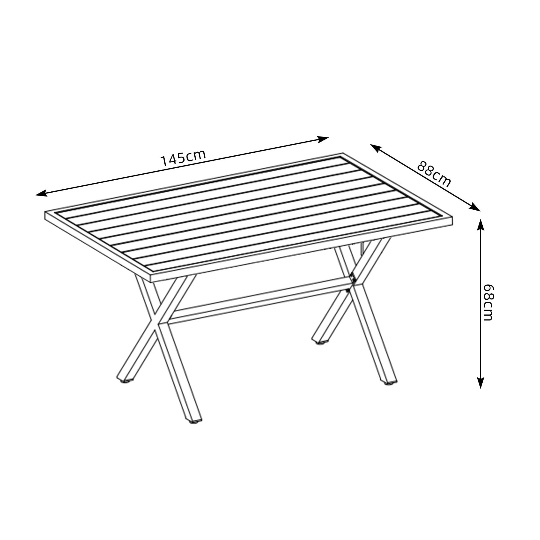 5 Moda Living Jervis White Aluminium Outdoor Dining Table with Aluminium Slat Top (145x88cm) - White, 5 of 5