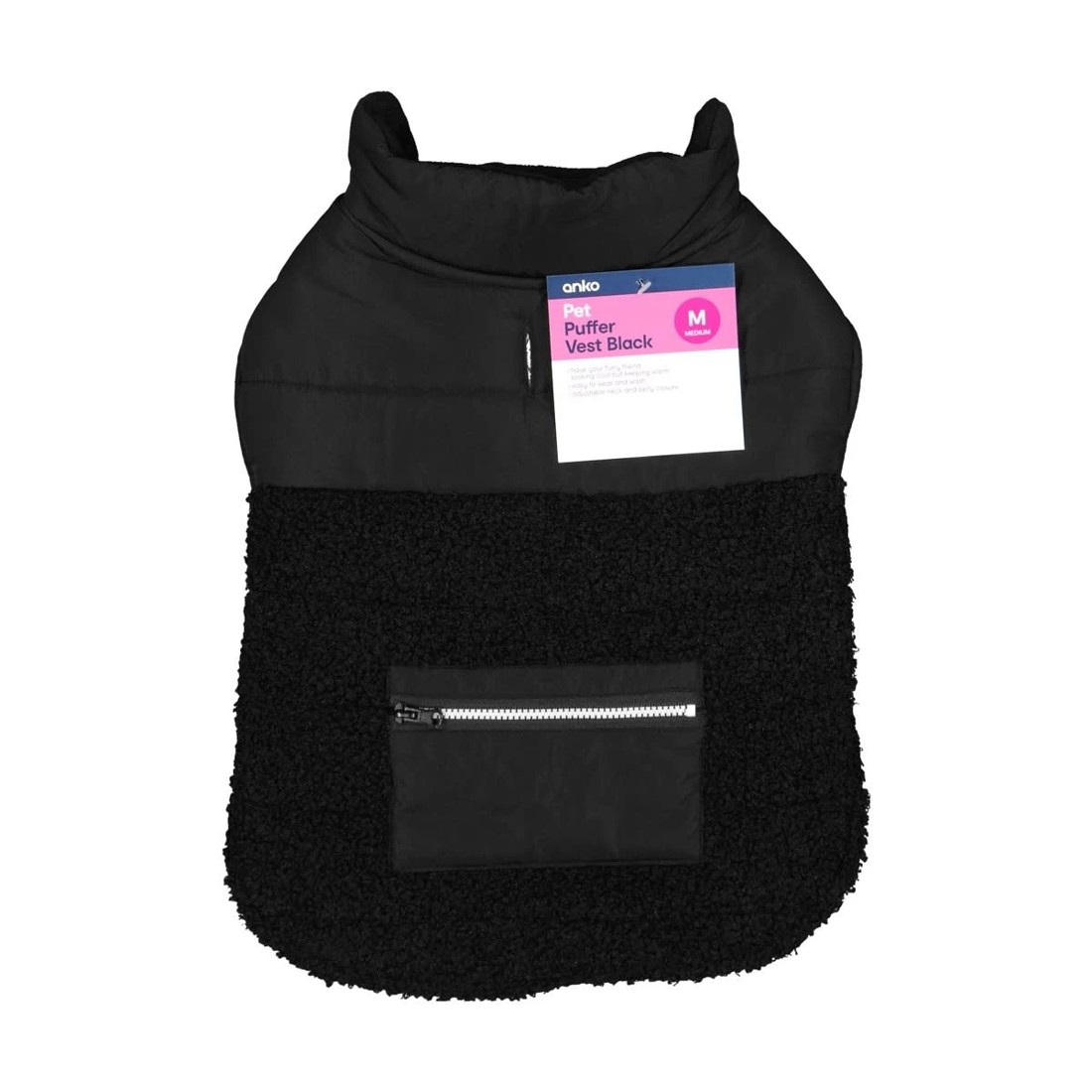10 Pet Puffer Vest - Medium, Black, 10 of 10