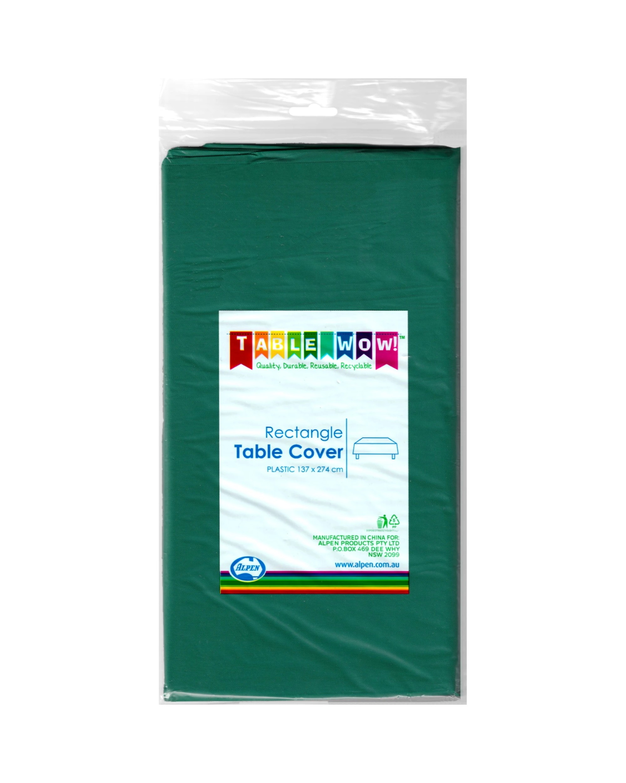 2 Alpen Green Plastic Rectangular Tablecloth - Green, 2 of 2