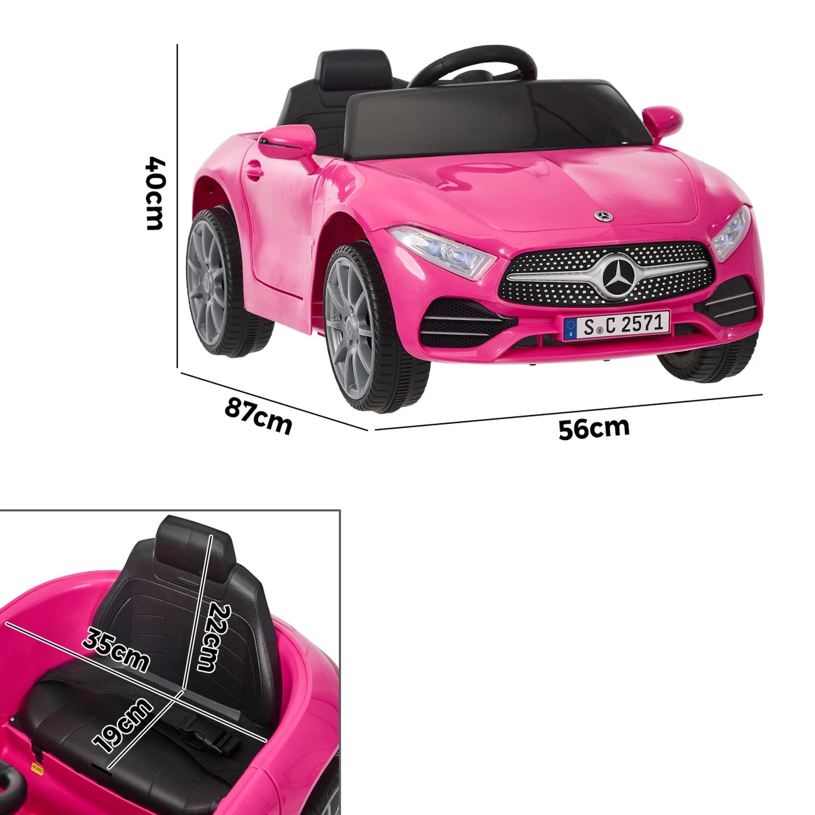 3 Kids Ride On Car 12V Mercedes-Benz Licensed Remote Control Toy
 - pink, 3 of 10