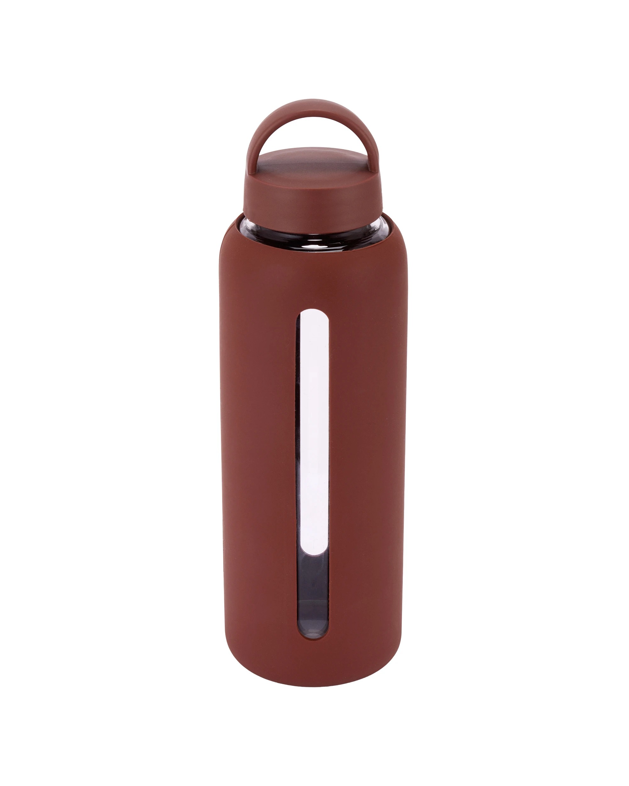 1 1L Glass Drink Bottle with Silicone Wrap - Chocolate, 1 of 4