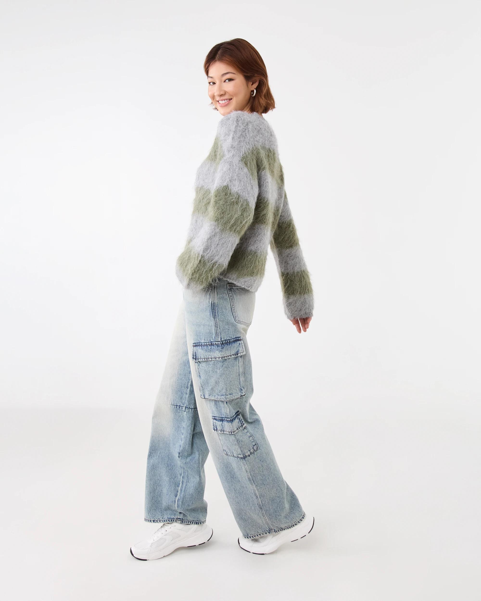 3 Fluffy Knit Jumper Grn Stripe, 3 of 7