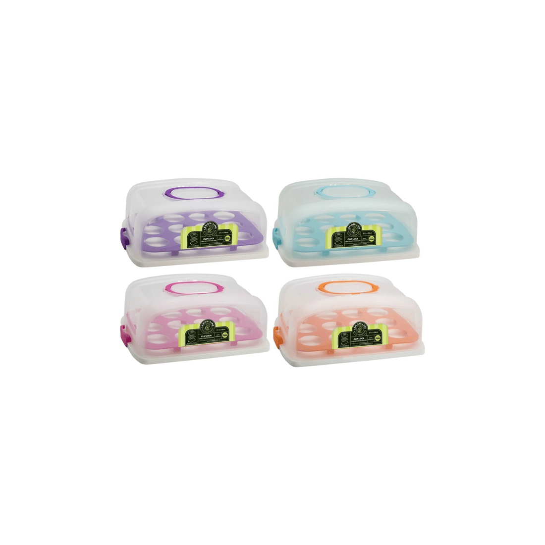 5 Lemon & Lime 37.5cm Rectangle Cake Holder/muffin Tray Food Container W/ Lid Asst
 - Multi, 5 of 5