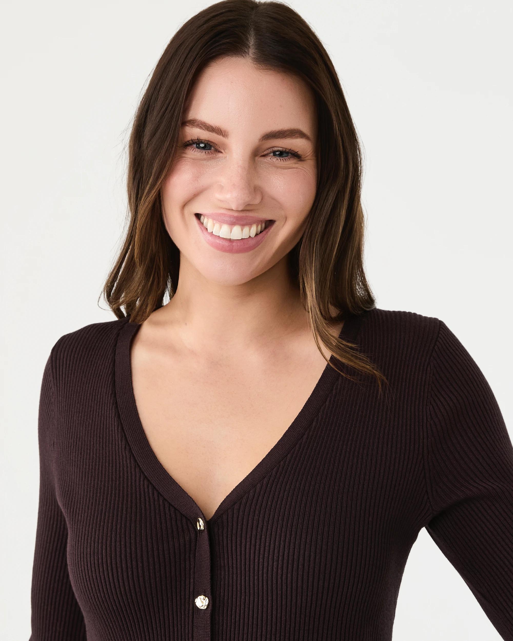 4 Long Sleeve Fitted Peplum Top Choc Plum, 4 of 8