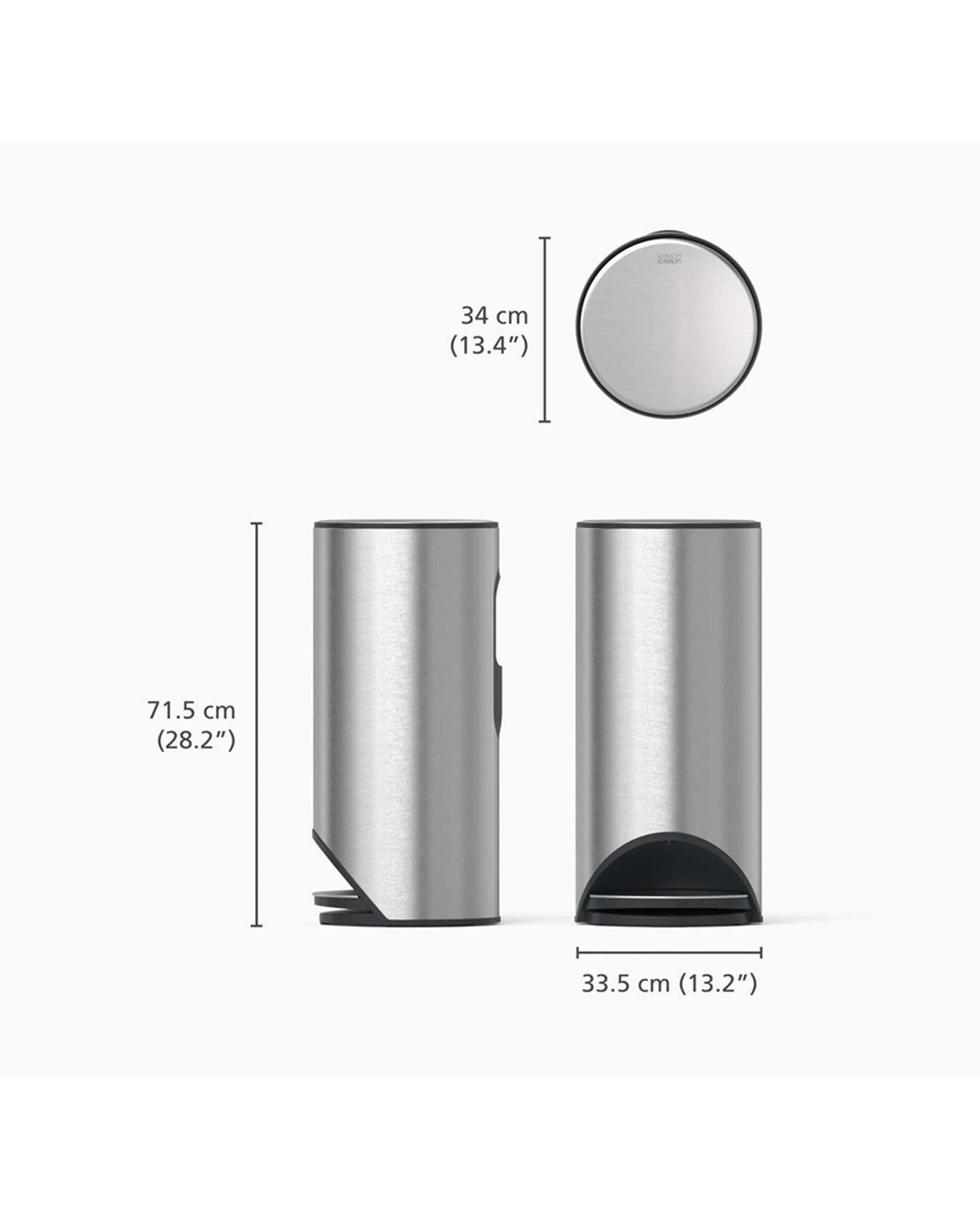 6 Joseph Joseph Arc 30L Pedal Bin Stainless Steel Soft Close Odour Control - Silver, 6 of 7