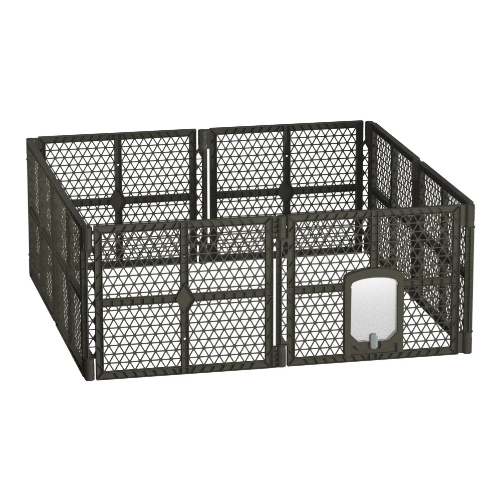 1 i.Pet Dog Playpen Enclosure 8 Panel Pet Fence Plastic Play Pen - Black, 1 of 5