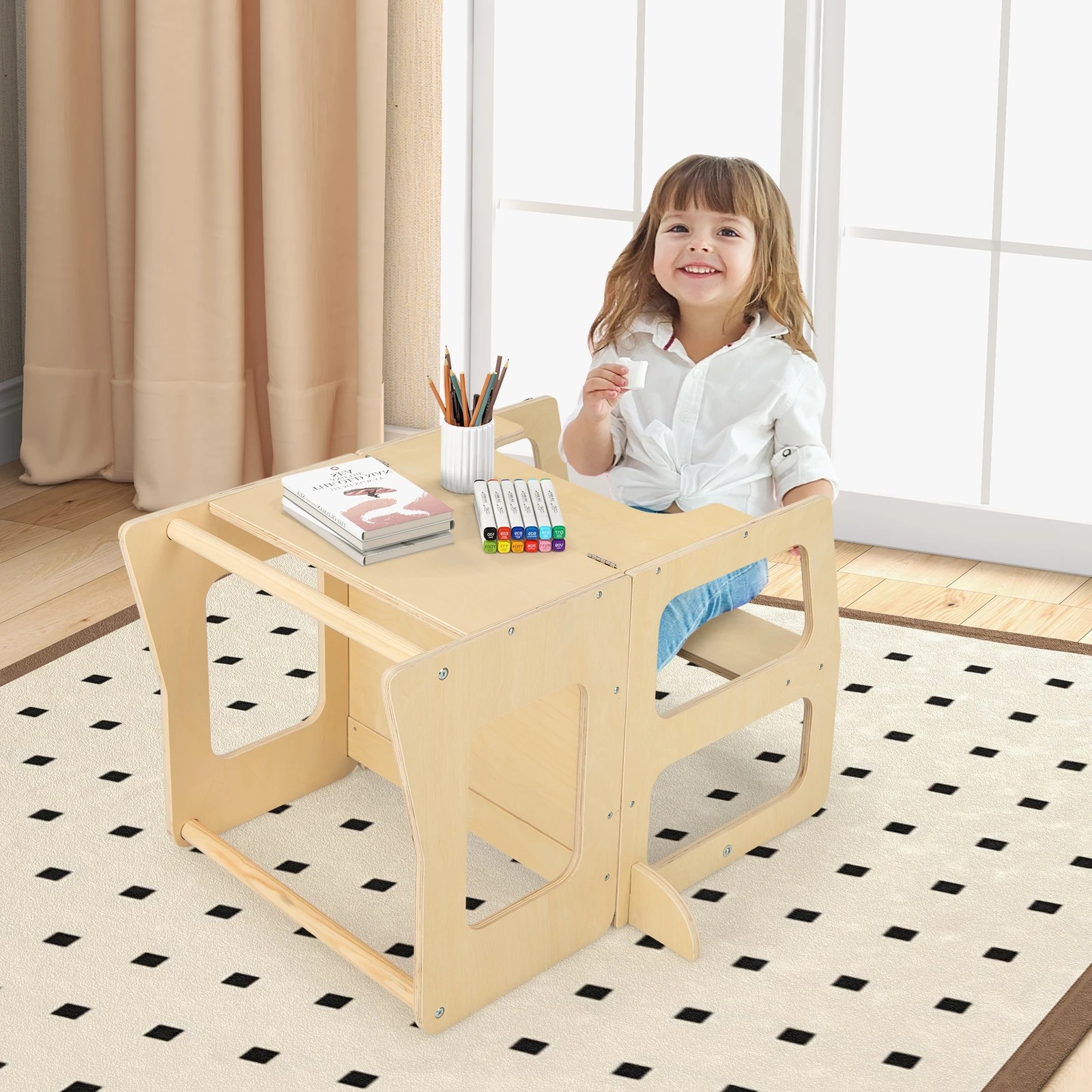 3 Costway 3-in-1 Foldable Step Stool Table Tower, 3 of 3