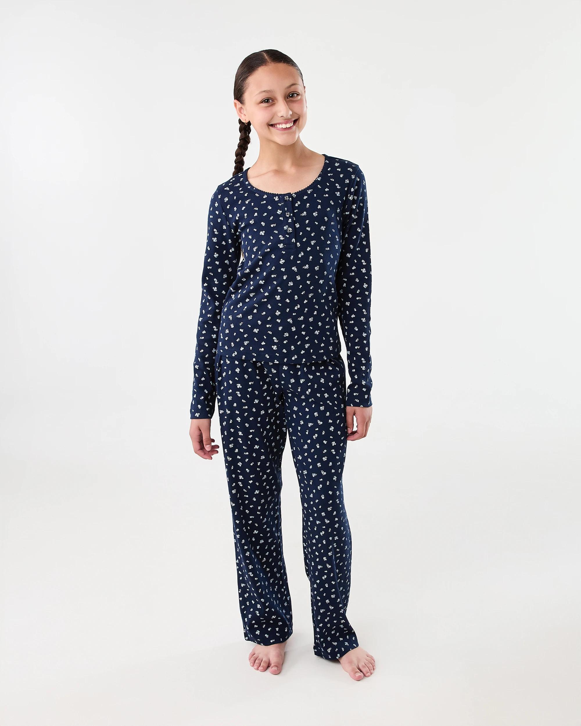 1 Ribbed Long Sleeve Set Nvy Flr, 1 of 7