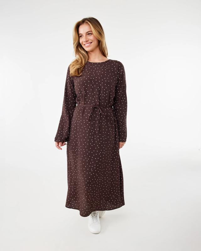 Long Sleeve Crepe Tie Waist Midi D