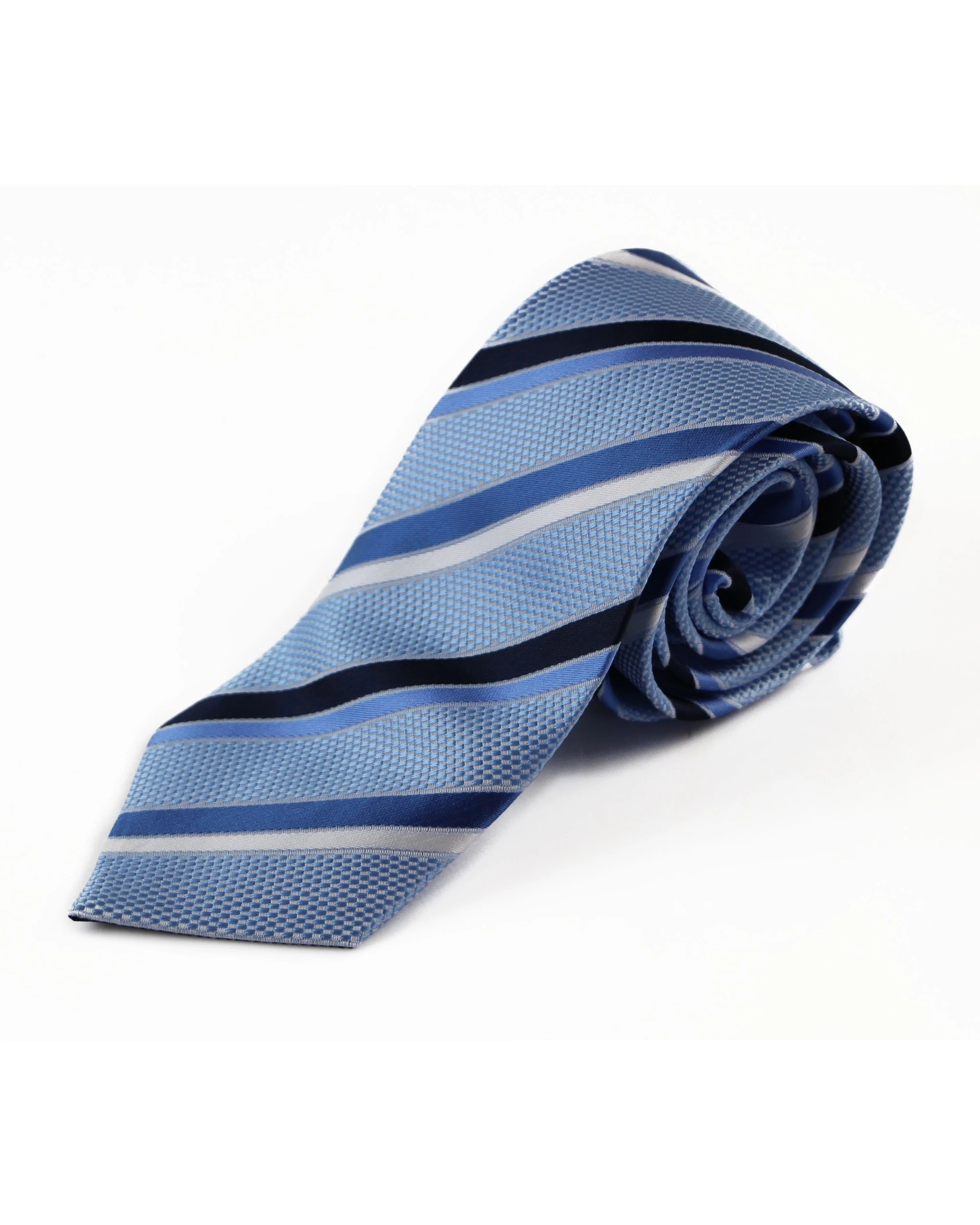 2 Zasel Mens Baby Blue & Black Striped Patterned 8cm Neck Tie, 2 of 2