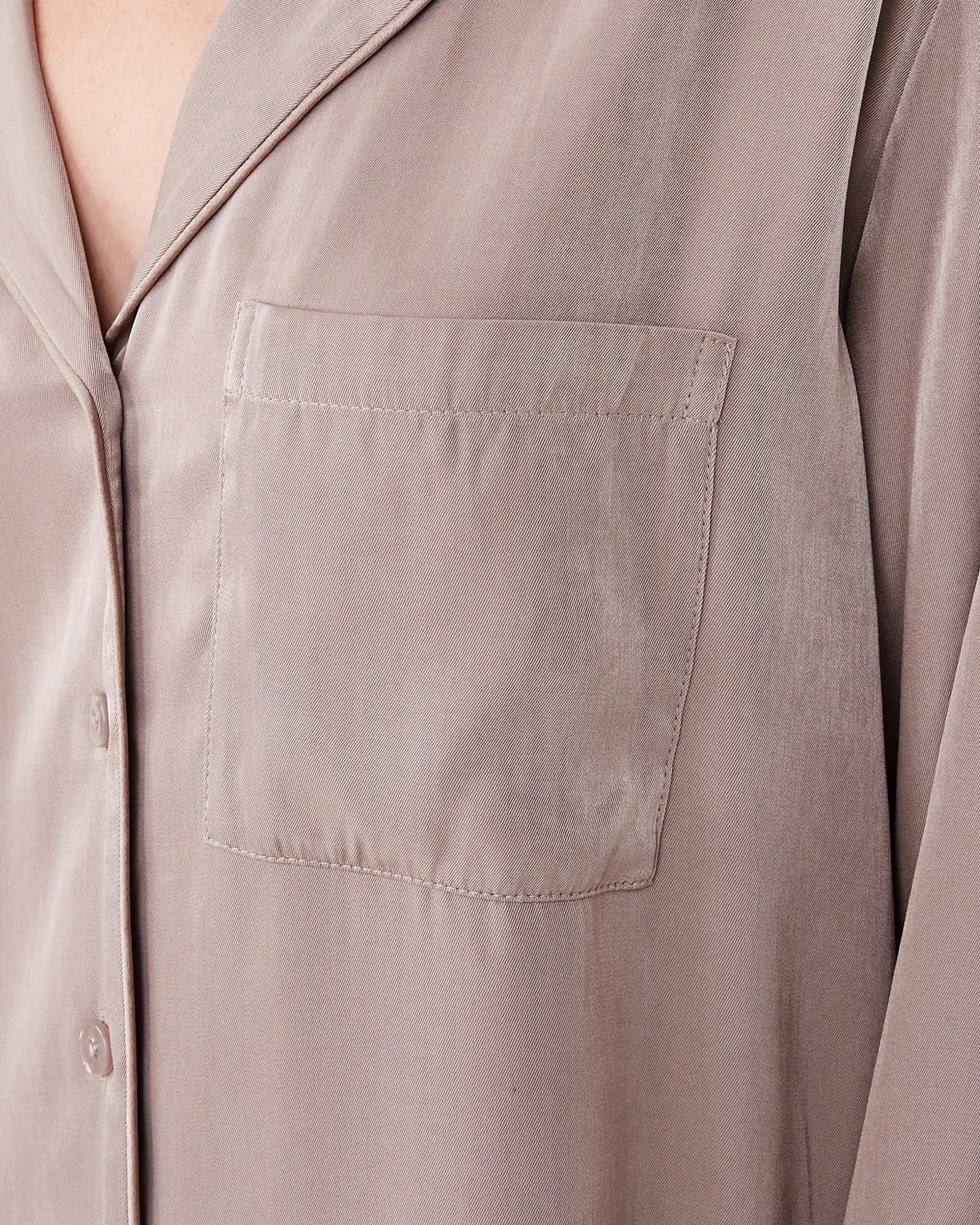 7 Lace Trim Matte Satin Pyjama Set Grey Taupe, 7 of 9