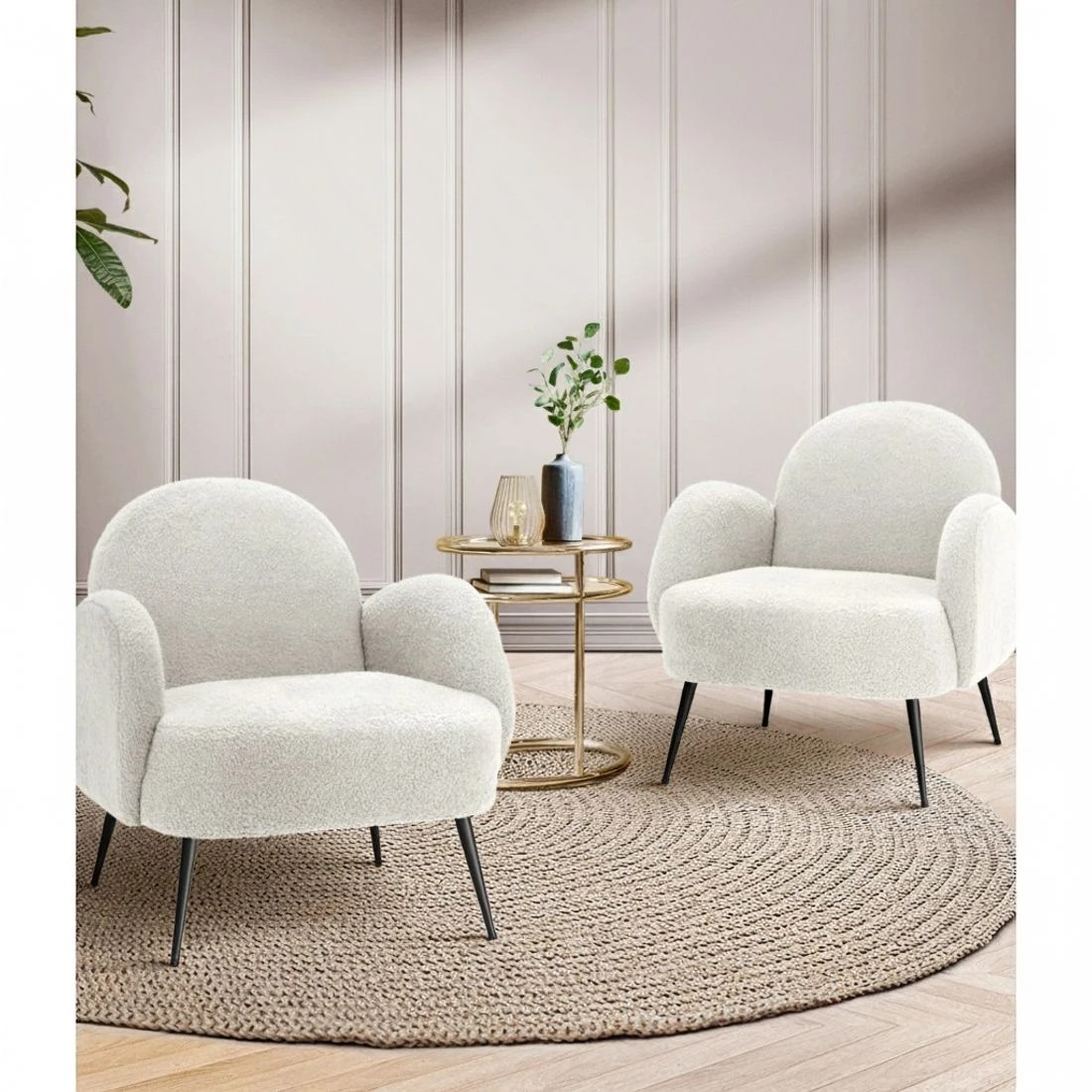 5 Artiss Armchair Boucle  Hanes - White, 5 of 6