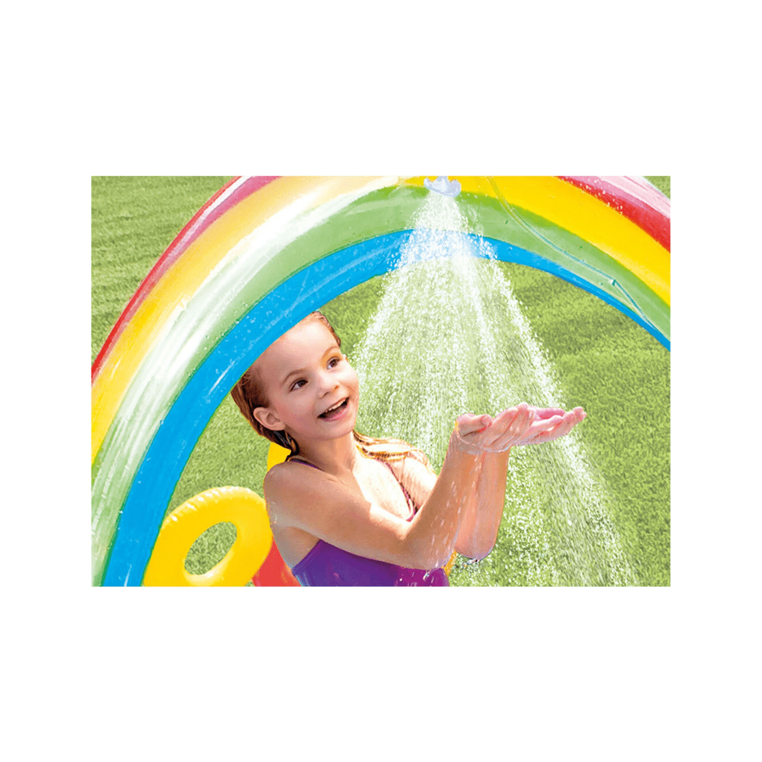 3 Intex Rainbow Ring Play Centre Water Slide Inflatable Pool Water Games - Multi, 3 of 7