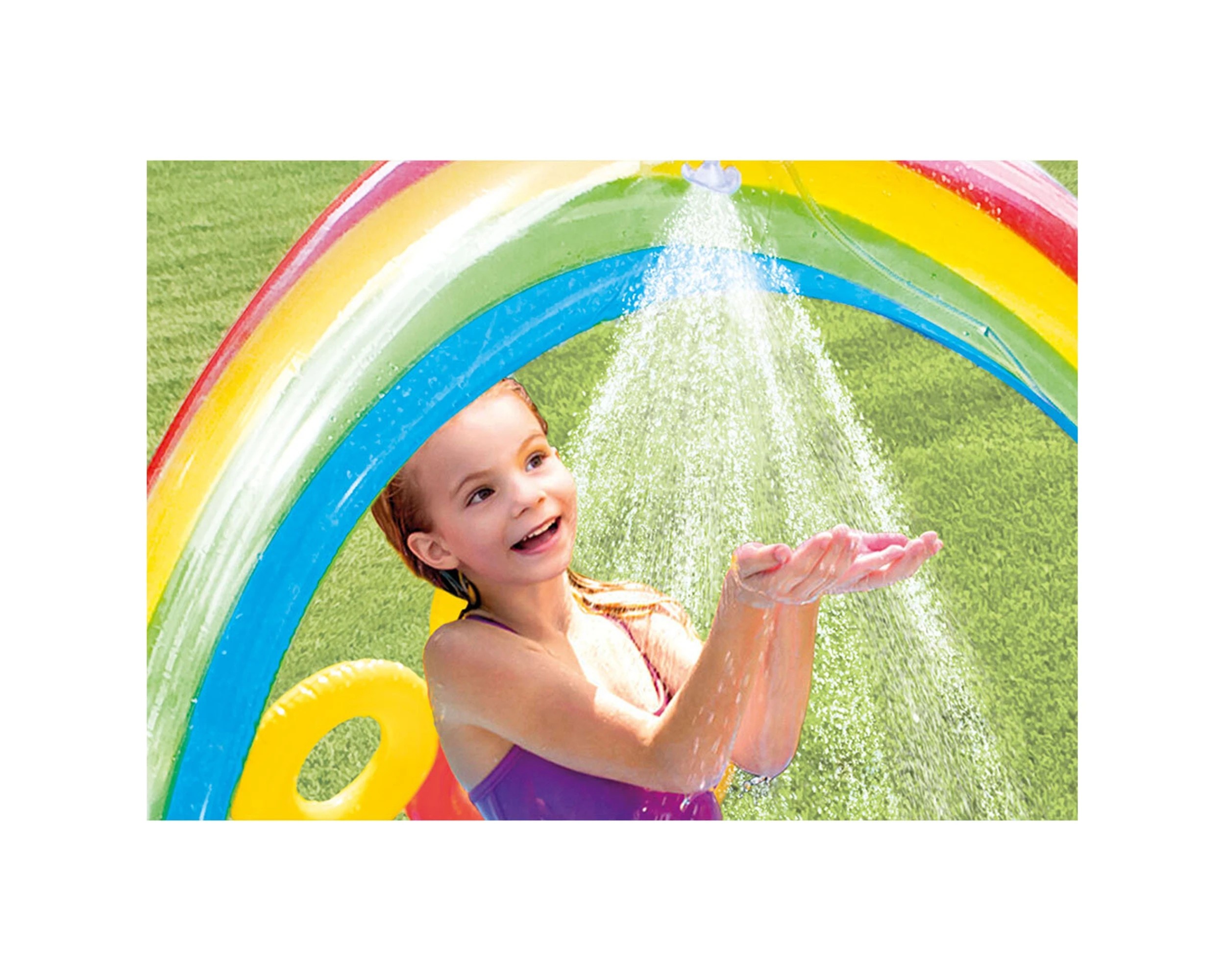 3 Intex Rainbow Ring Play Centre Water Slide Inflatable Pool Water Games - Multi, 3 of 7