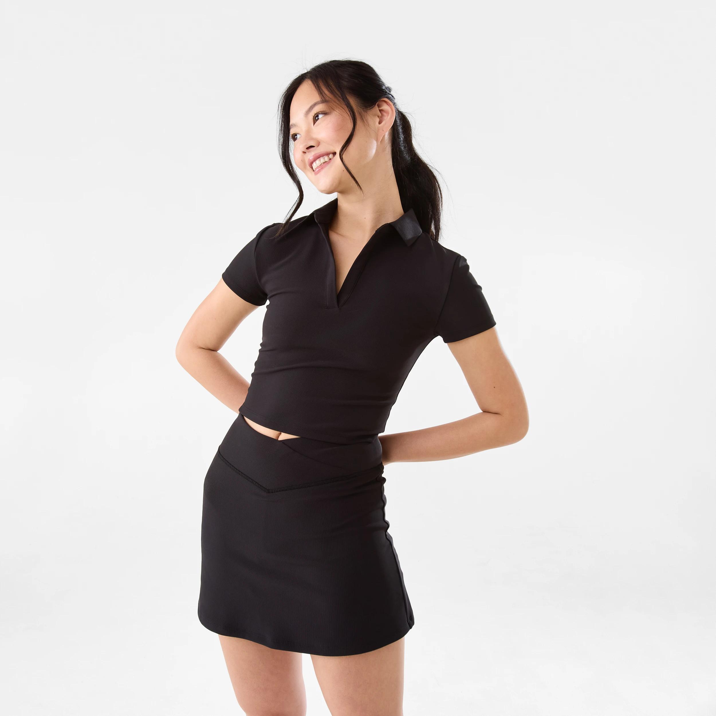 7 Active Womens Rib V-Skort Black, 7 of 7