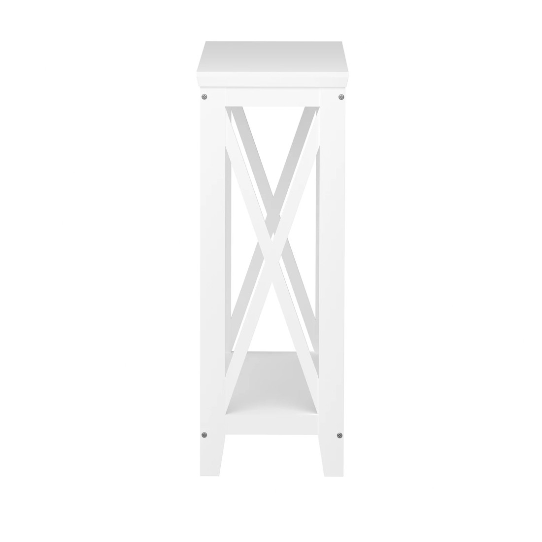 4 Oikiture 2-tier Console Table X-design Wood Sofa Table Hall Side Entry
 - White, 4 of 8