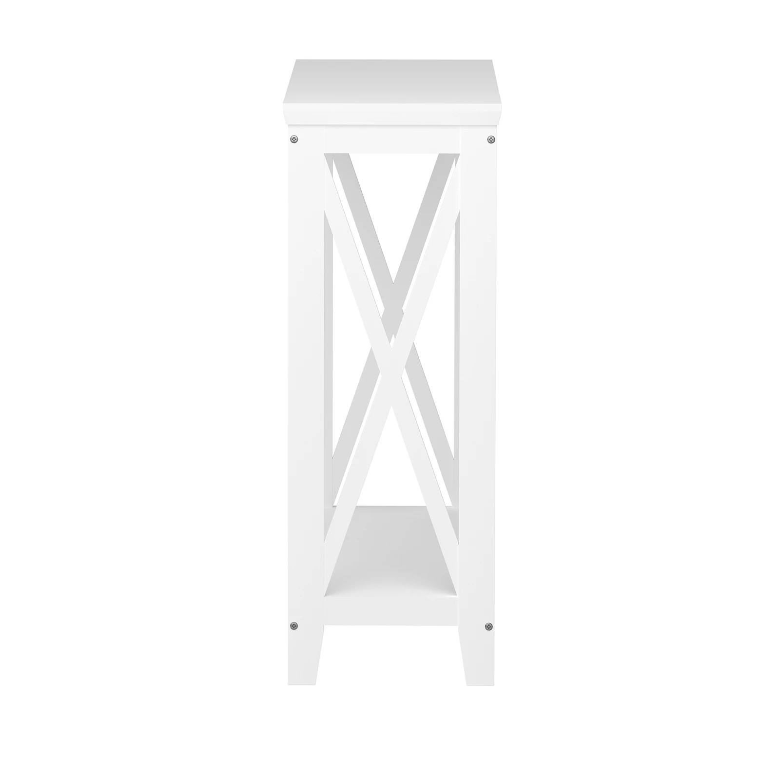 4 Oikiture 2-tier Console Table X-design Wood Sofa Table Hall Side Entry
 - White, 4 of 8