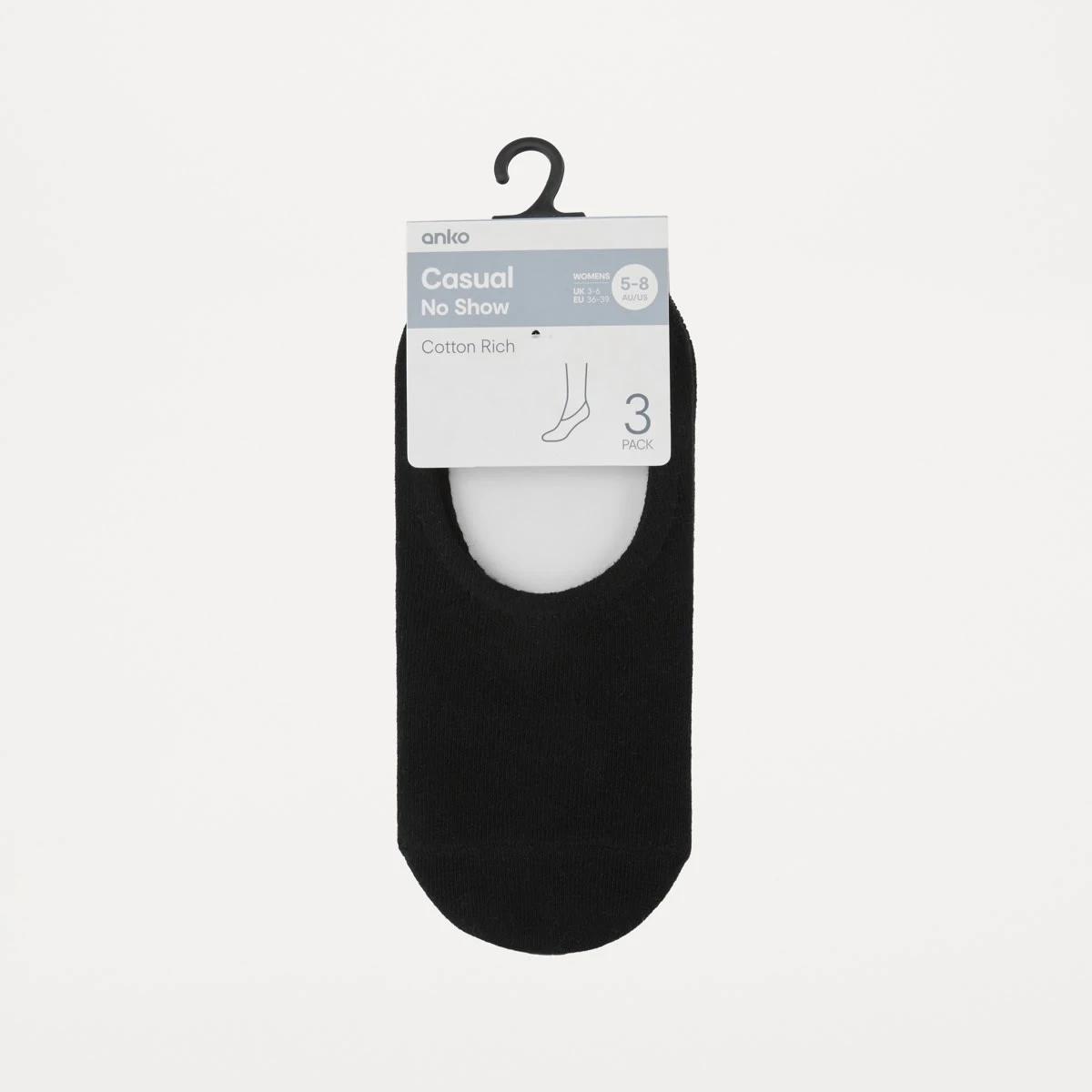 3 3 Pack No Show Socks BLACK, 3 of 3