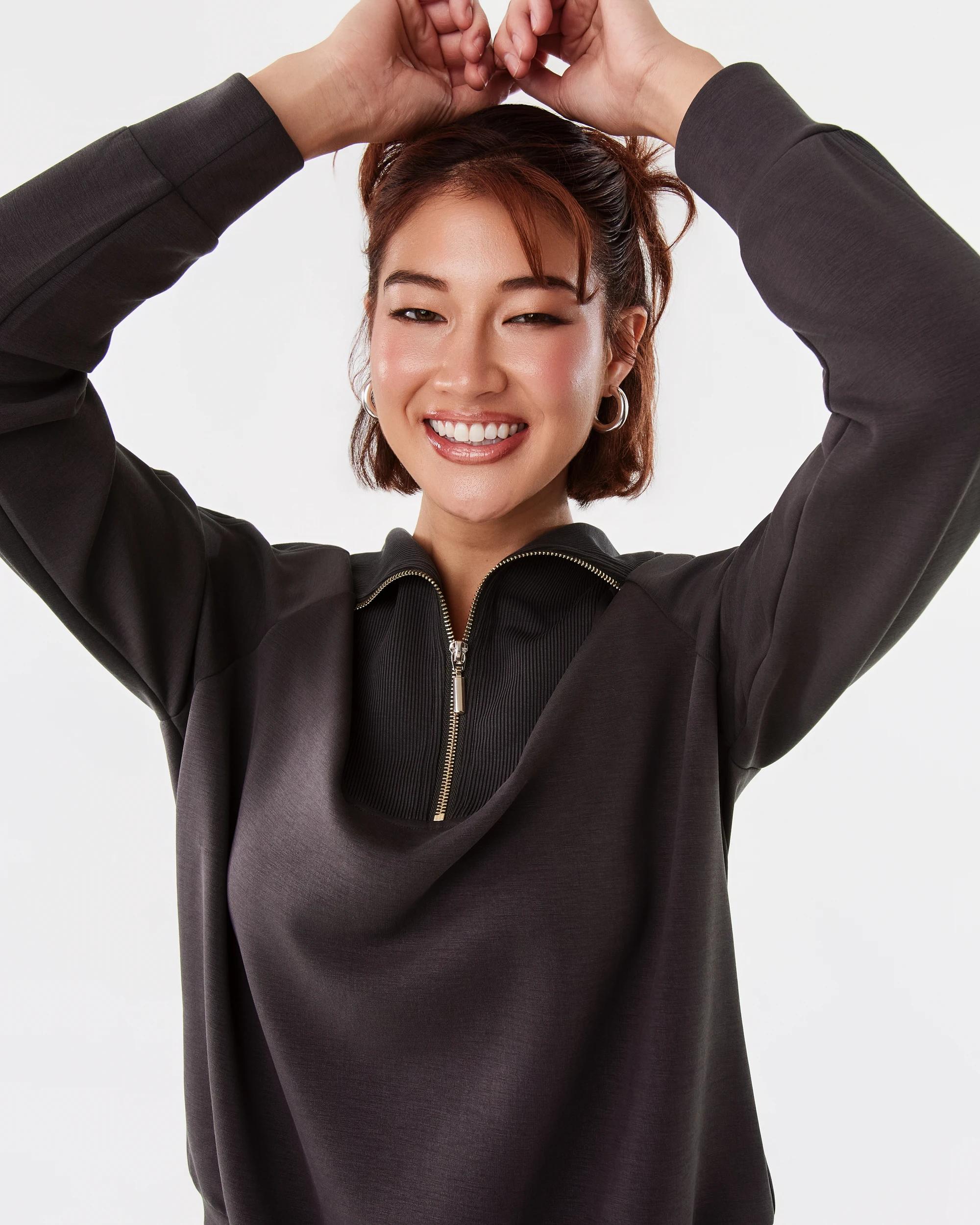 5 Active Womens Soft Modal Quarter Zip Jumper Espresso, 5 of 8