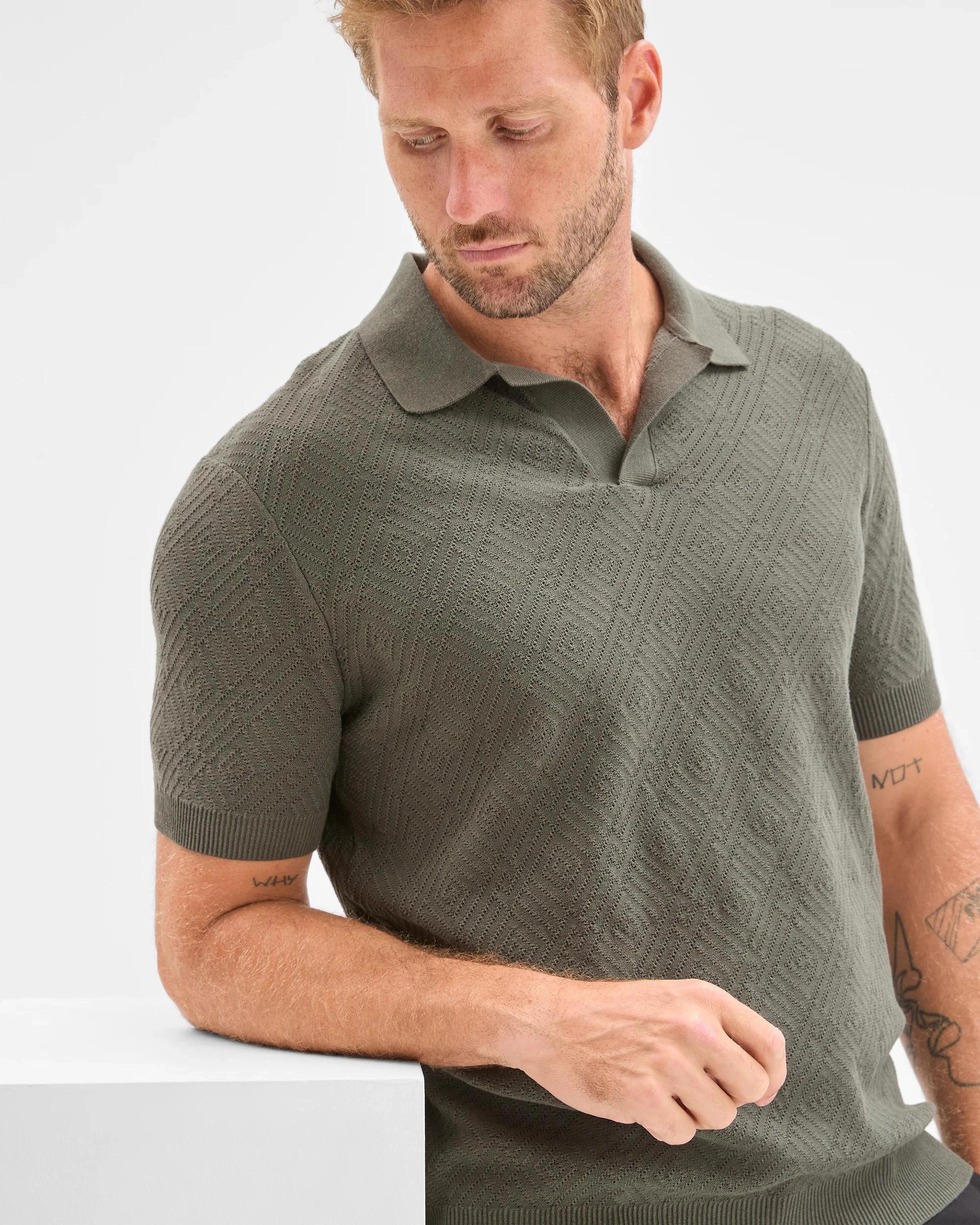1 Preview Australian Cotton Knit Polo Top CHIMERA, 1 of 5