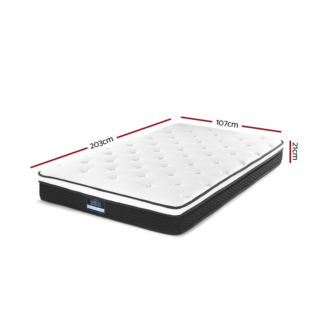 2 Giselle Bedding 21cm Mattress Euro Top King Single - Multi, 2 of 8