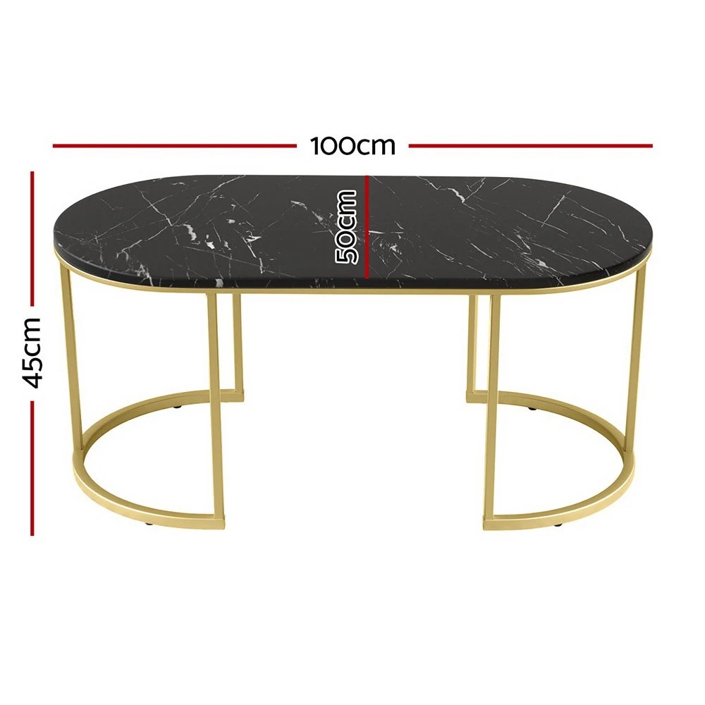 2 Artiss Coffee Table Marble Effect - Multi, 2 of 5