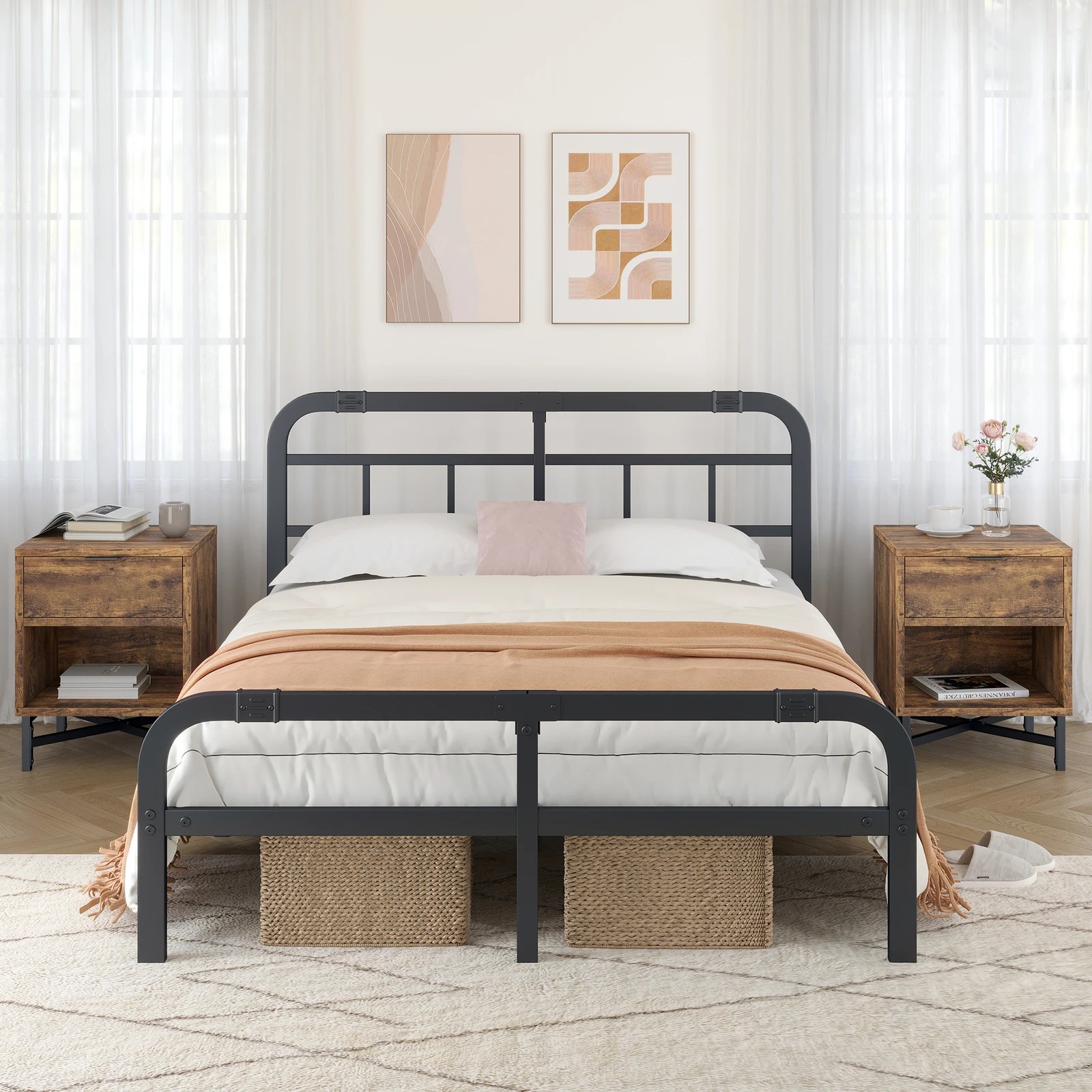 3 Alfordson 2x Bedside Table Retro Nightstand Side Cabinet - Oak, 3 of 10