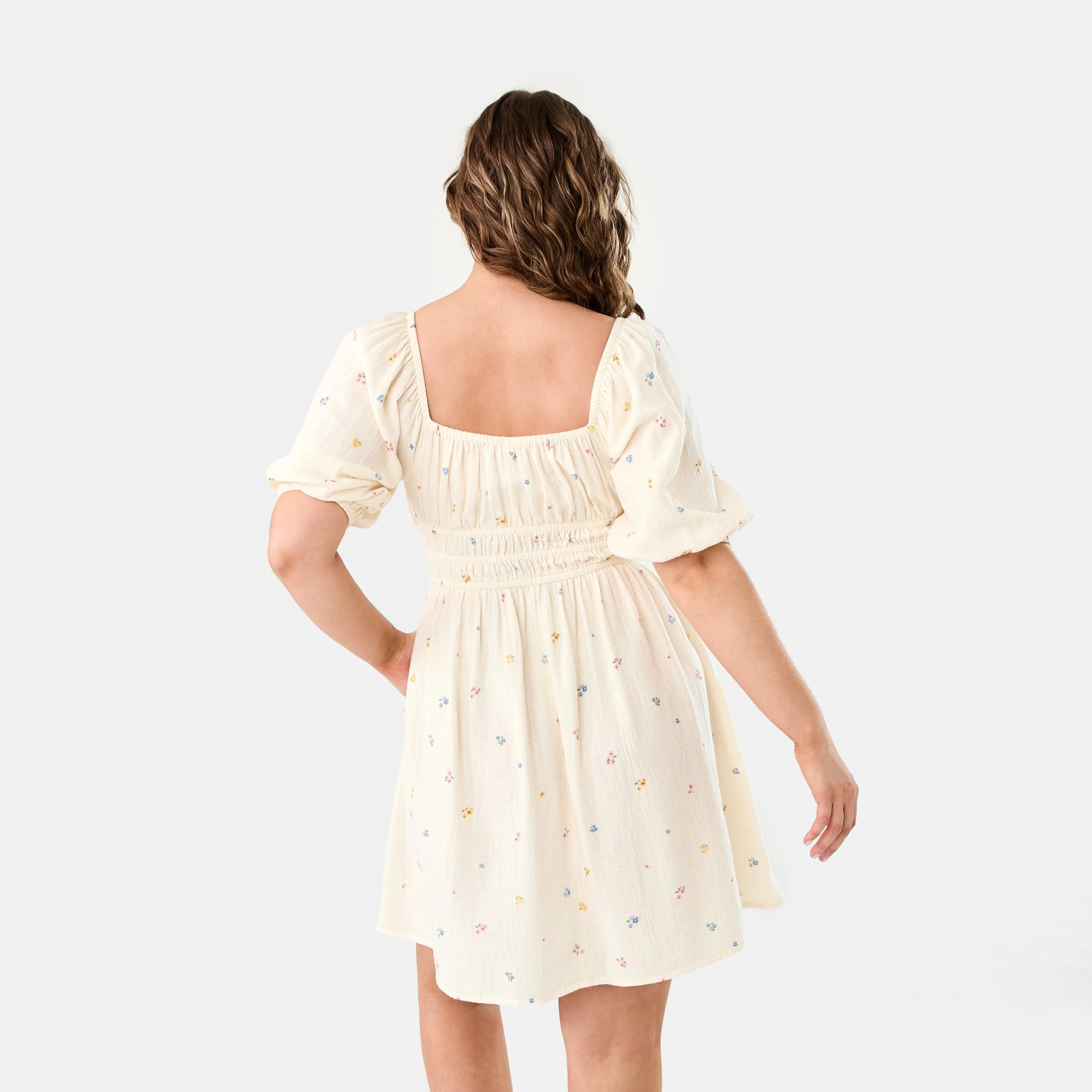 4 Short Puff Sleeve Mini Dress Tiny Ditsy, 4 of 10