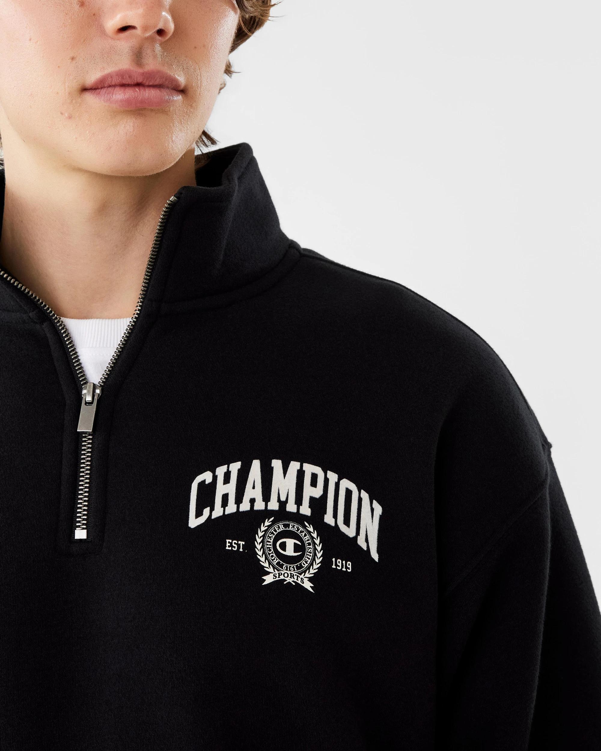 7 Champion Varsity Mens Quarter Zip Sweatshirt Black, 7 of 8