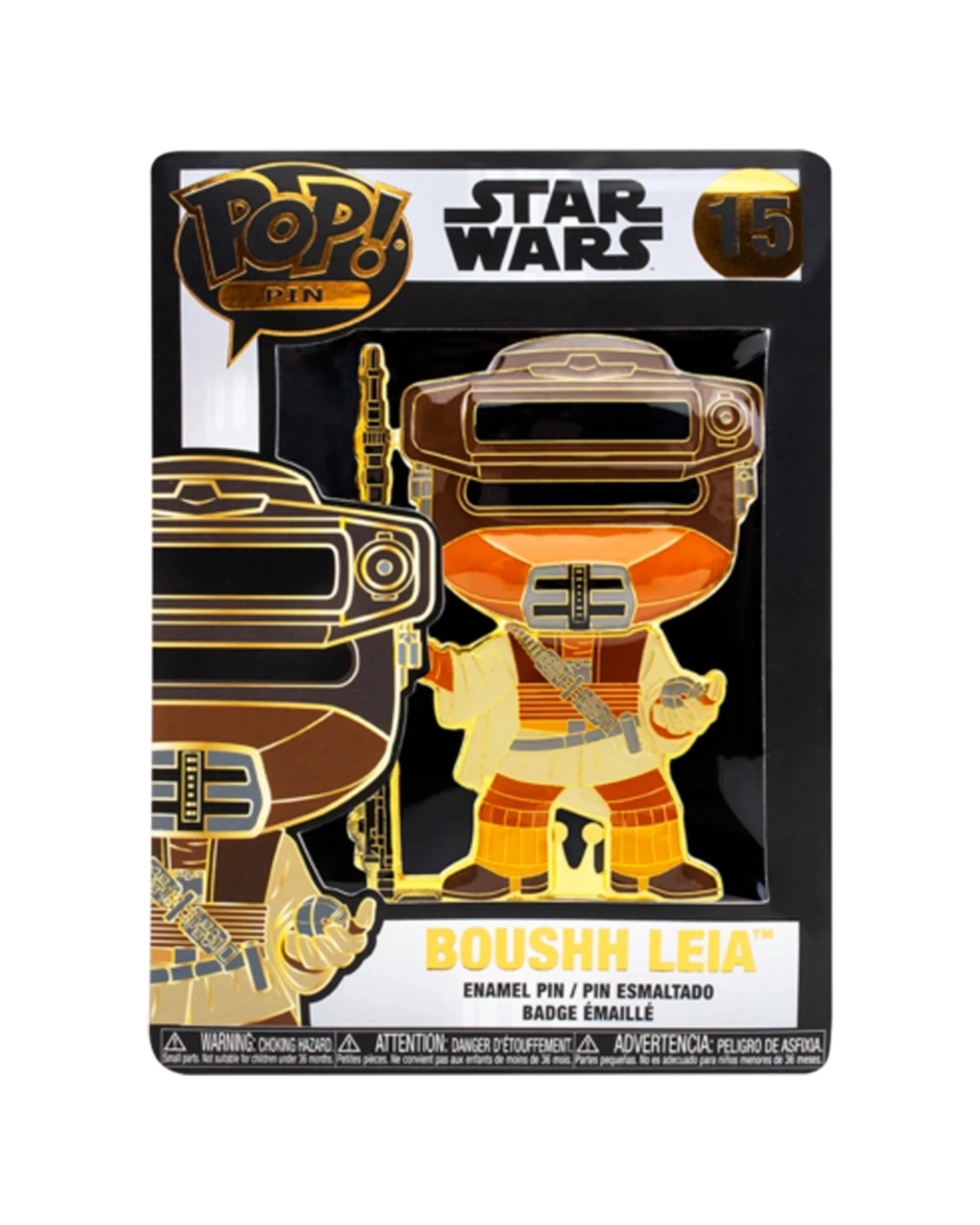 3 Pop Pin Star Wars Boushh Leia 10cm Enamel Pin Window Display Box 12 Plus - Multi, 3 of 3