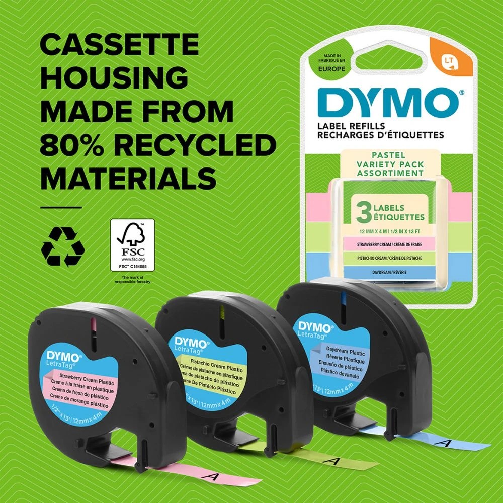 3 Dymo LetraTag Pastel Tape Assorted 3 Pack, 3 of 7