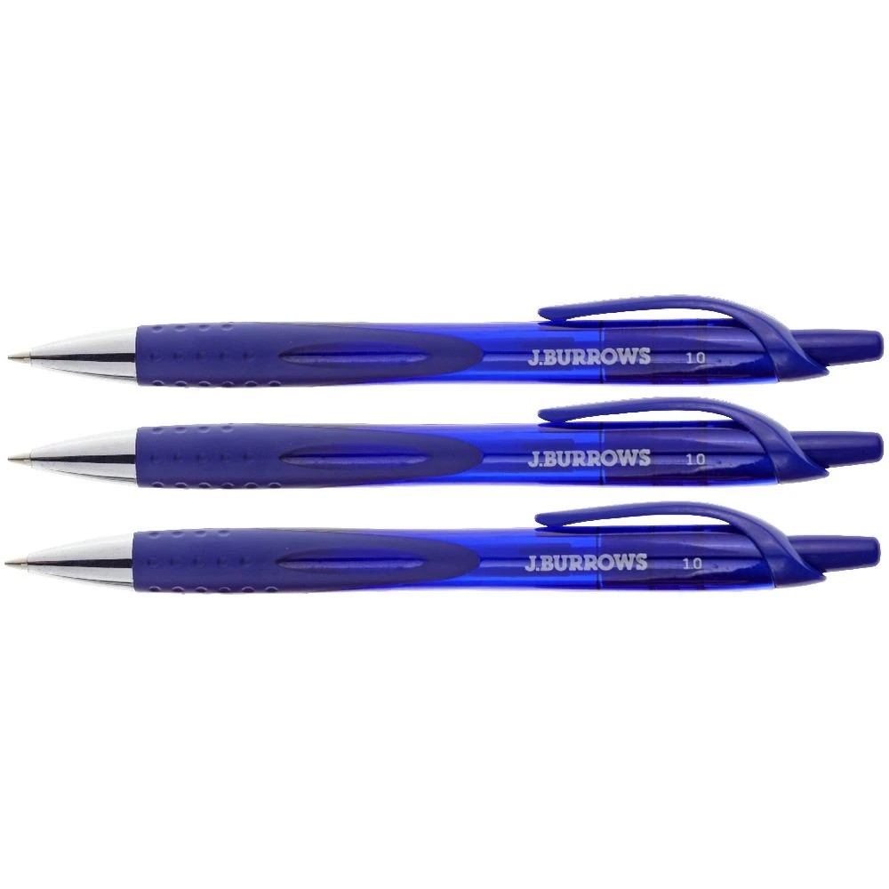 2 J.Burrows Retractable Ballpoint Pens Blue 3 Pack, 2 of 2