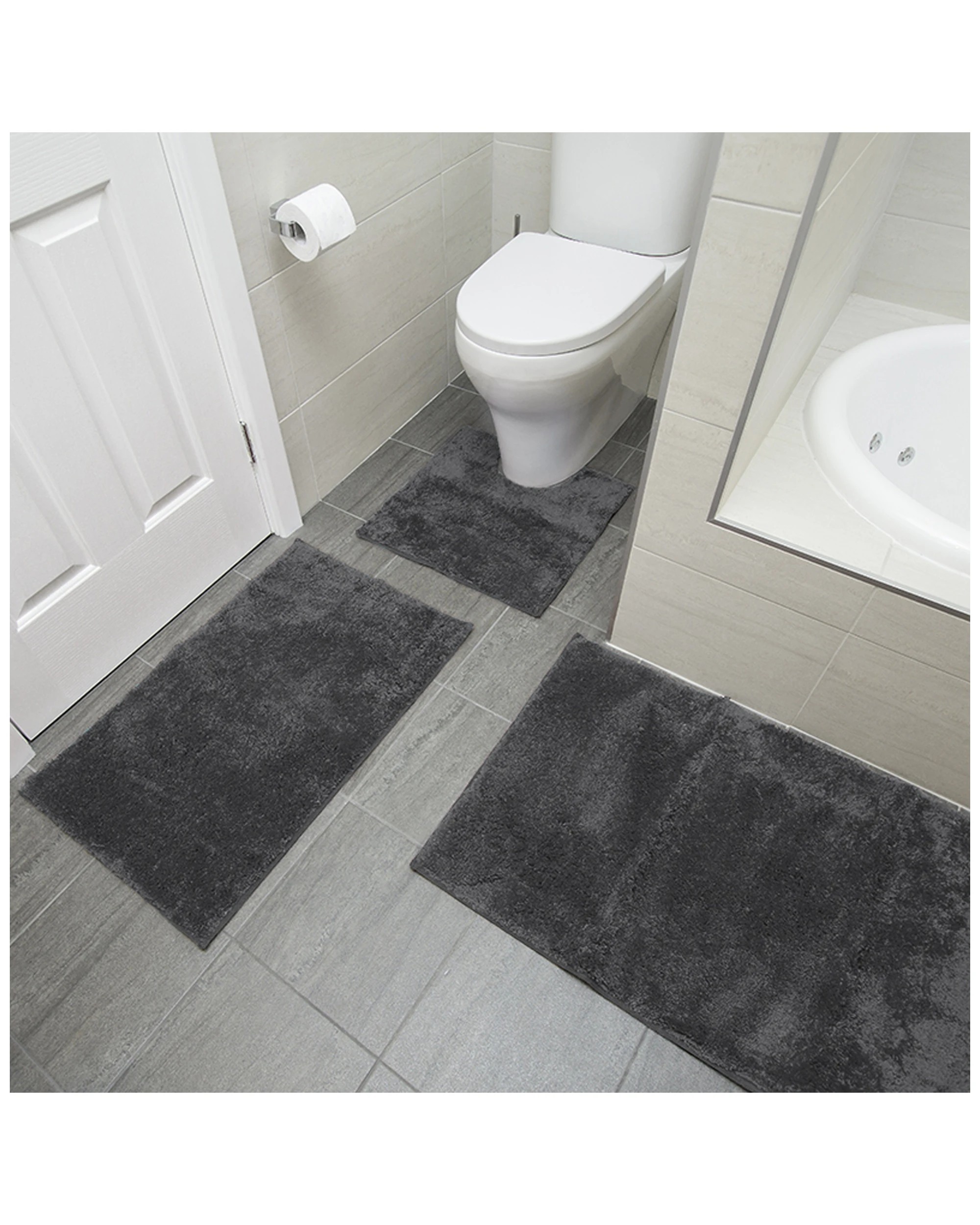 3 Bambury Microplush Giant Bath Mat 60 X 100cm Pewter Non Slip Soft Cushioning Bath Mat
 - Grey, 3 of 3