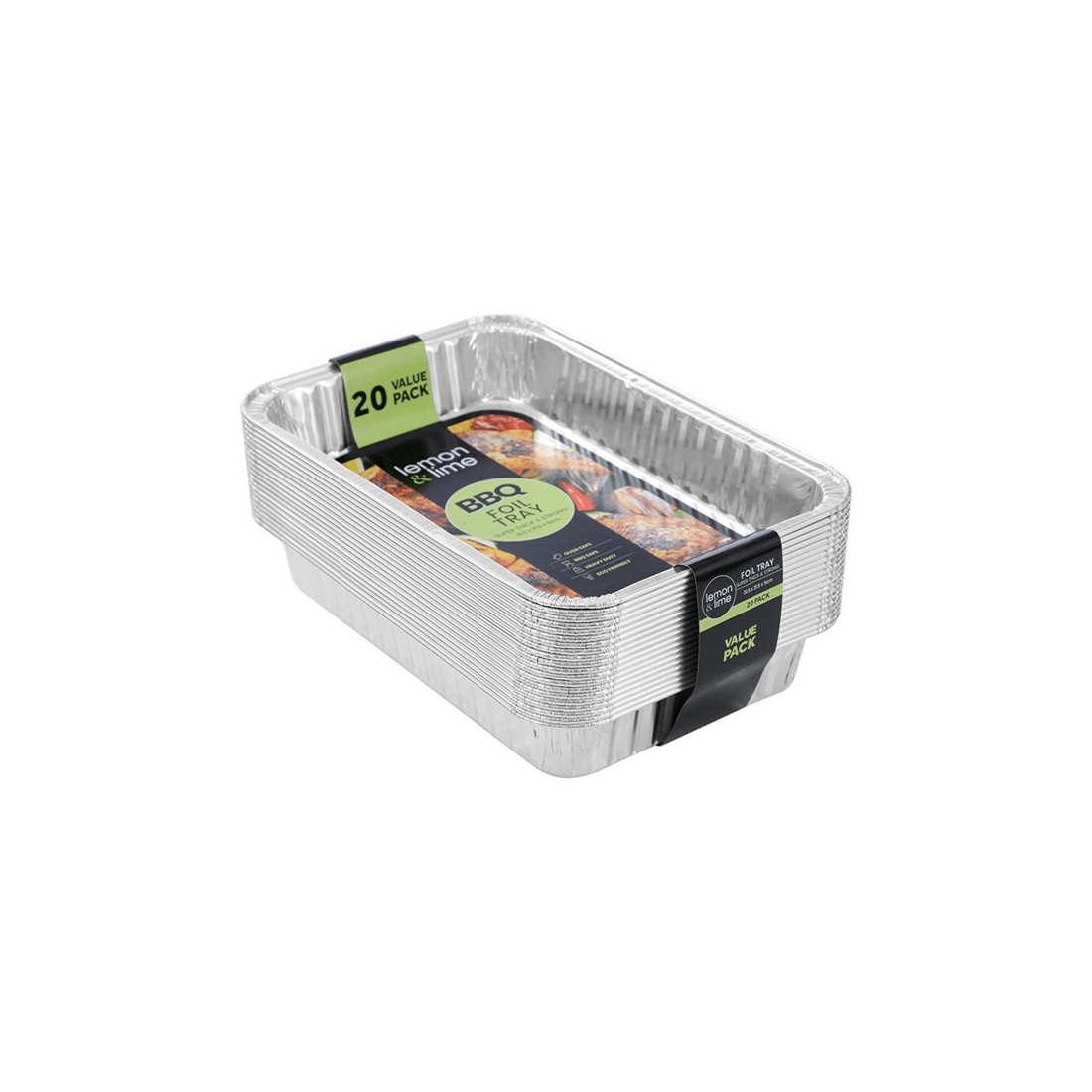 1 20pc Lemon & Lime Value Bbq Foil Tray Container Rectangle 31.5x21.5cm Silver
 - Silver, 1 of 4