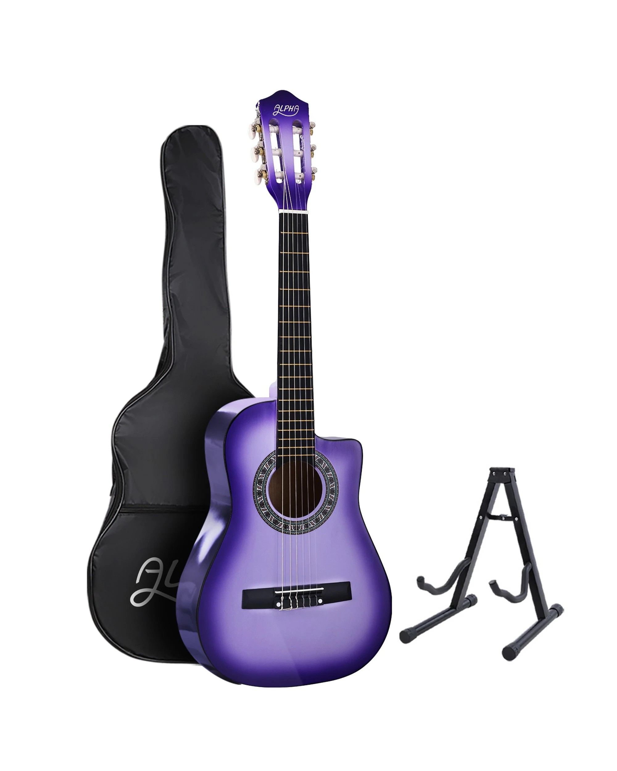 1 Alpha 34 Inch Classical Guitar Wooden Body Nylon String w/ Stand Beignner - Multi, 1 of 6