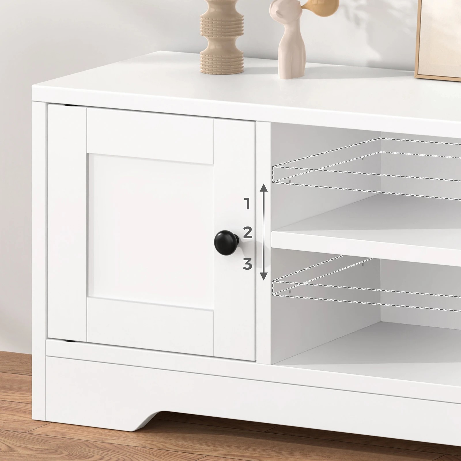 6 Alfordson Entertainment Unit TV Cabinet Stand Hamptons Storage 120cm - White, 6 of 9