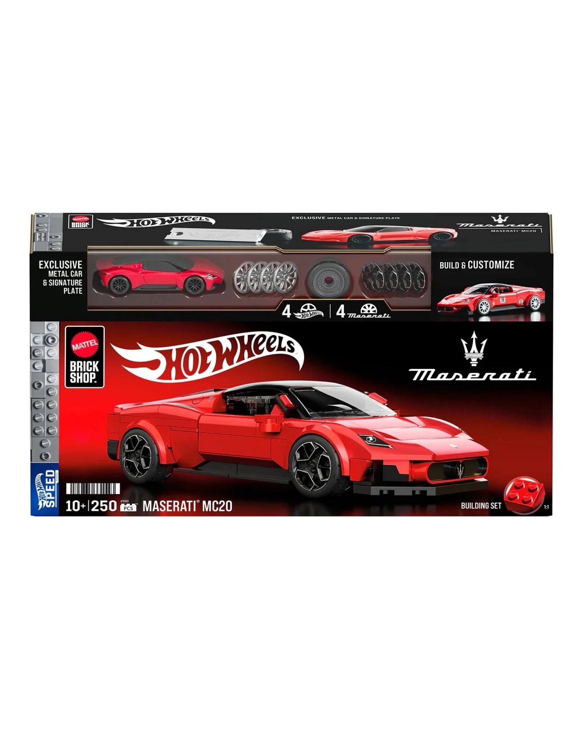 8 Mattel Brick Shop Hot Wheels Speed Series Maserati MC20 Building Set - Red, 8 of 10
