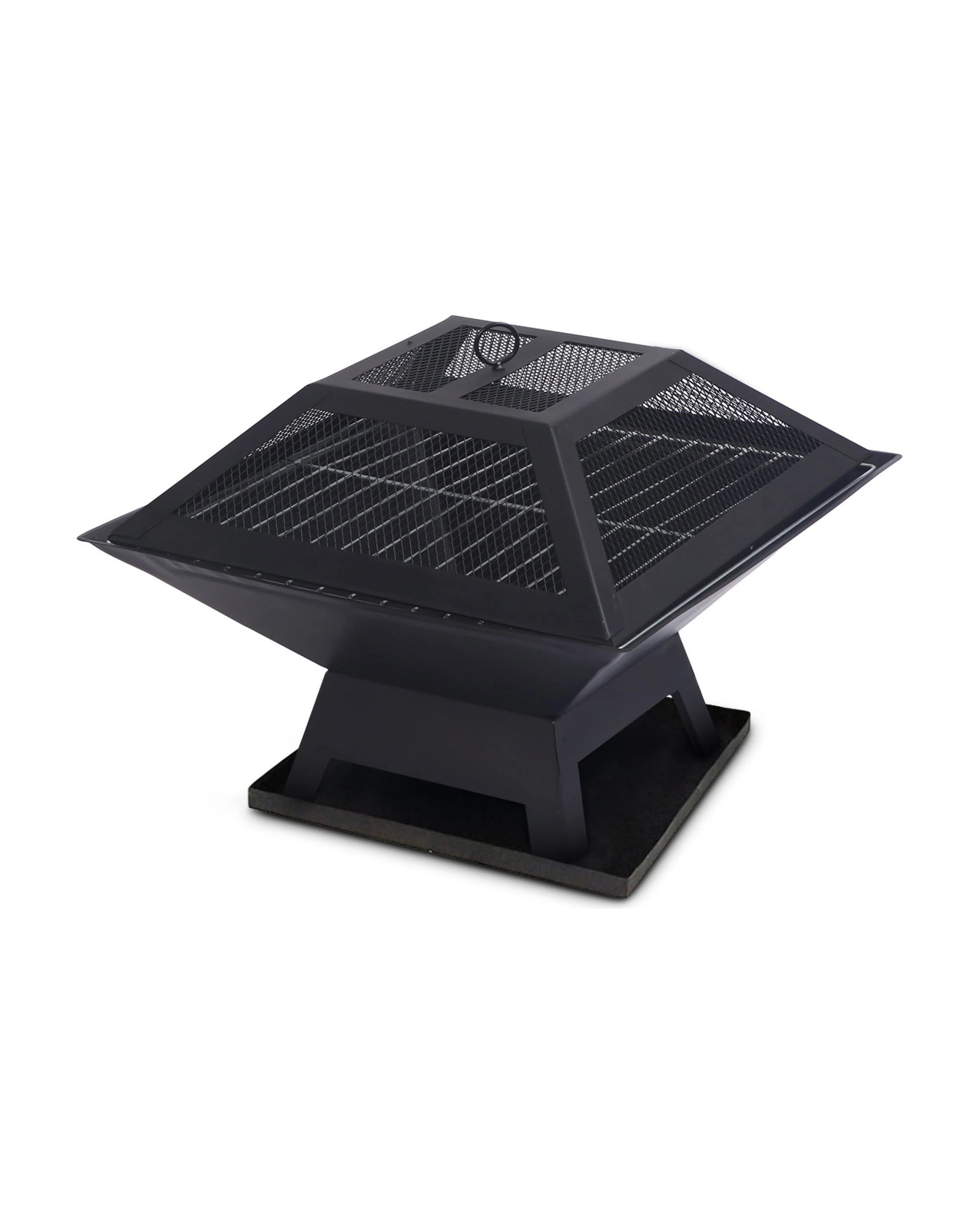 1 Wallaroo Portable BBQ Fire Pit with Mesh Cover Grill Ash Tray Steel Frame Wood Charcoal Outdoor Brazier - Black, 1 of 9