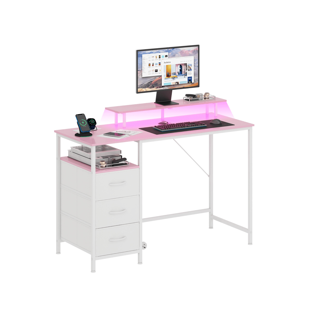 7 Advwin 120cm Computer Desk Reversible Gaming Desk Computer Table Gaming Table Study Desk for Home Office Workstation, 7 of 10