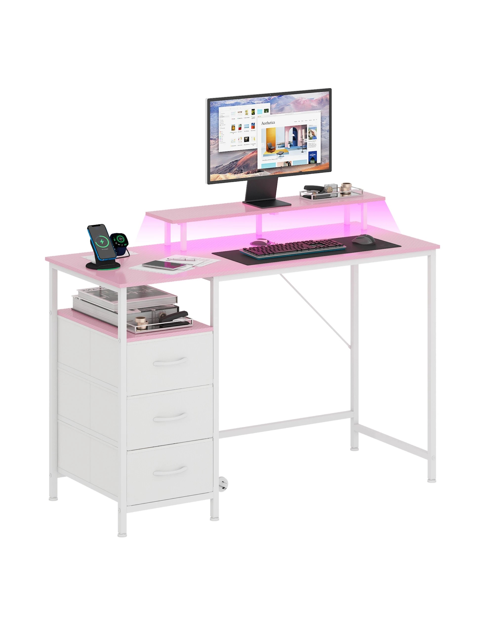 7 Advwin 120cm Computer Desk Reversible Gaming Desk Computer Table Gaming Table Study Desk for Home Office Workstation, 7 of 10