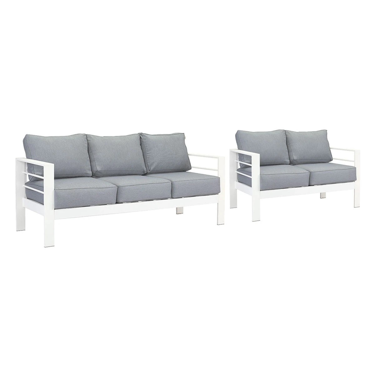 1 Moda Living Paris 3+2 Seater White Aluminium Sofa Lounge - Grey Cushion - White, 1 of 7