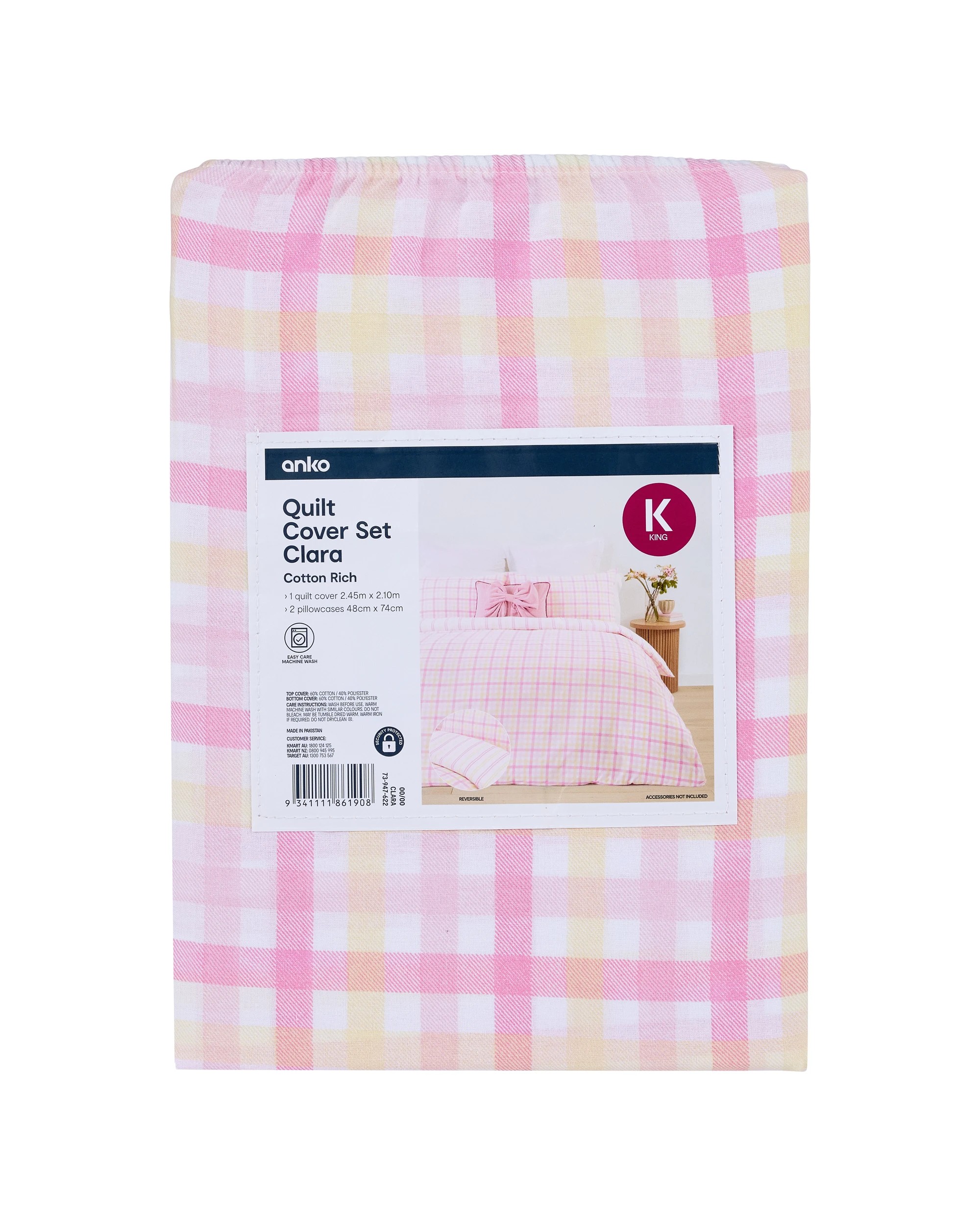 8 Clara Cotton Rich Reversible Quilt Cover Set - King Bed, 8 of 8