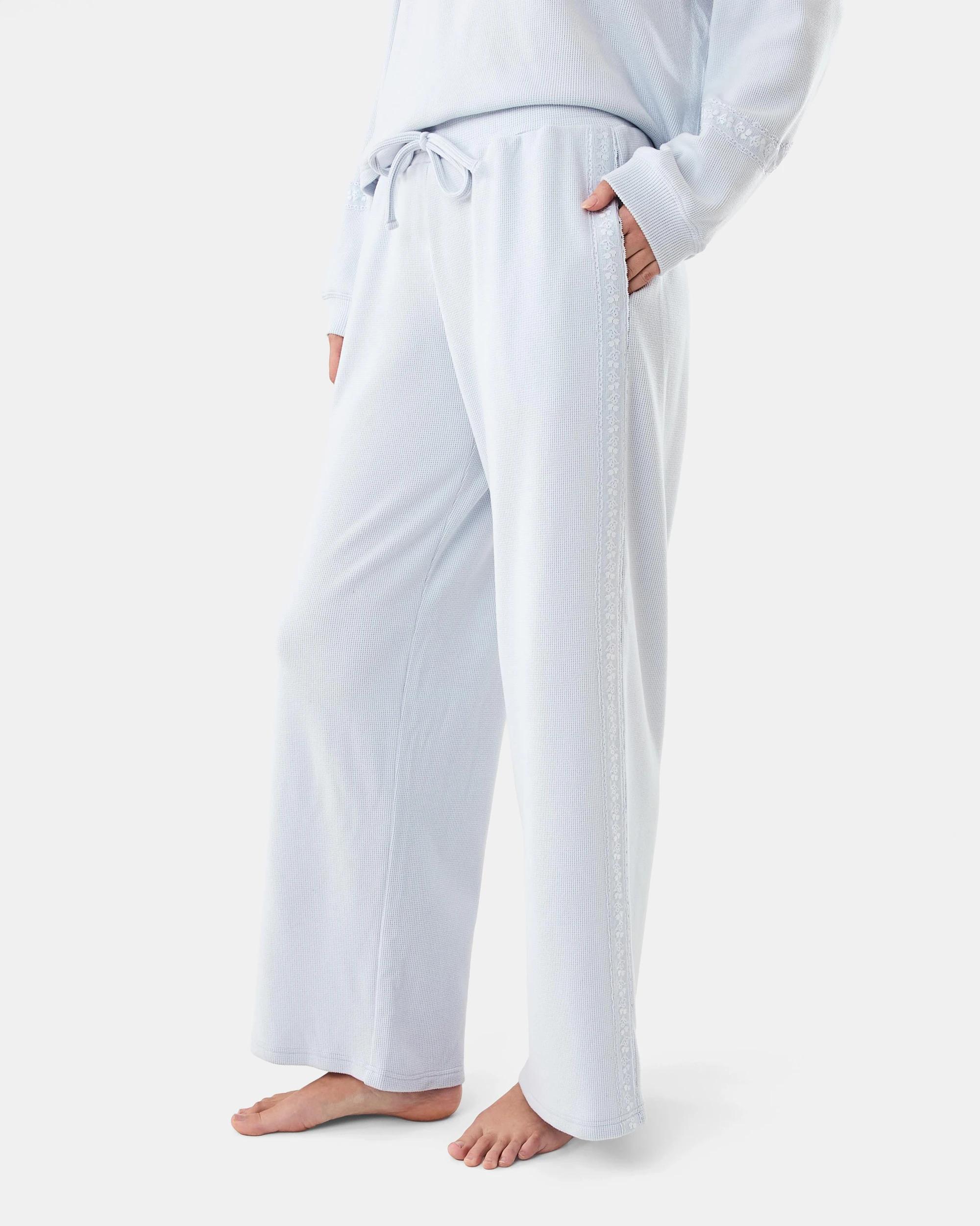 2 Waffle Lace Lounge Pants Halo Blue, 2 of 7