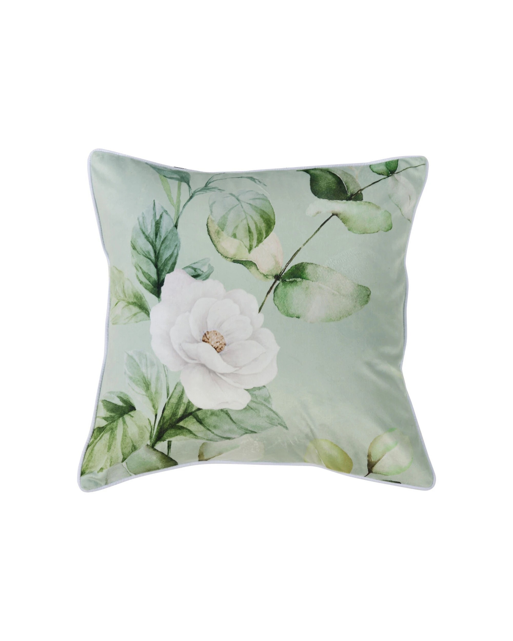 1 Bianca Salisbury Square Velvet Cushion Polyester 43x43cm Sage - Green, 1 of 1